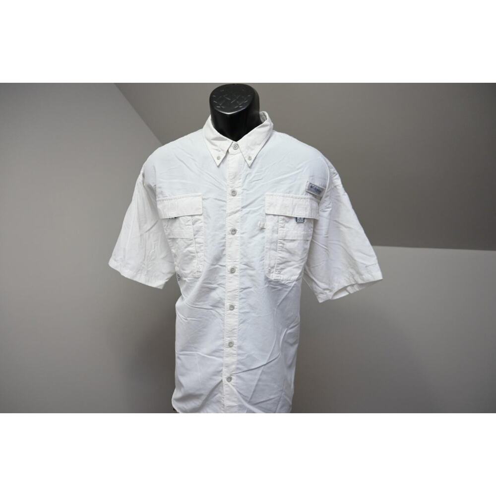 Columbia Fishing Shirt Mens 1X Big White PFG Vented Omni-Shade Short Sleeve LN‎